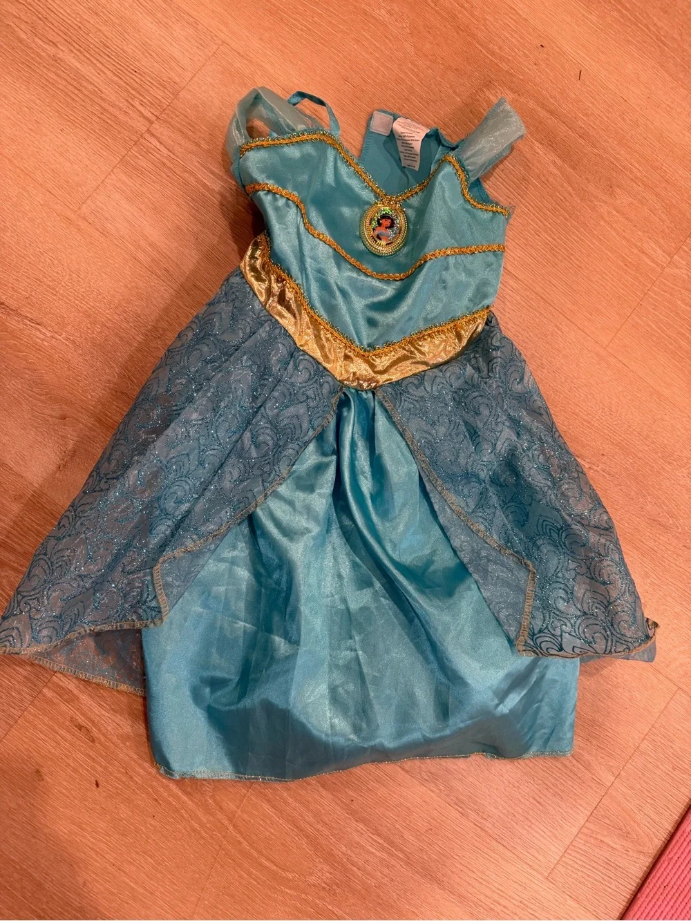 Disney jazmín Aqua Princess Costume with Gold Trim
